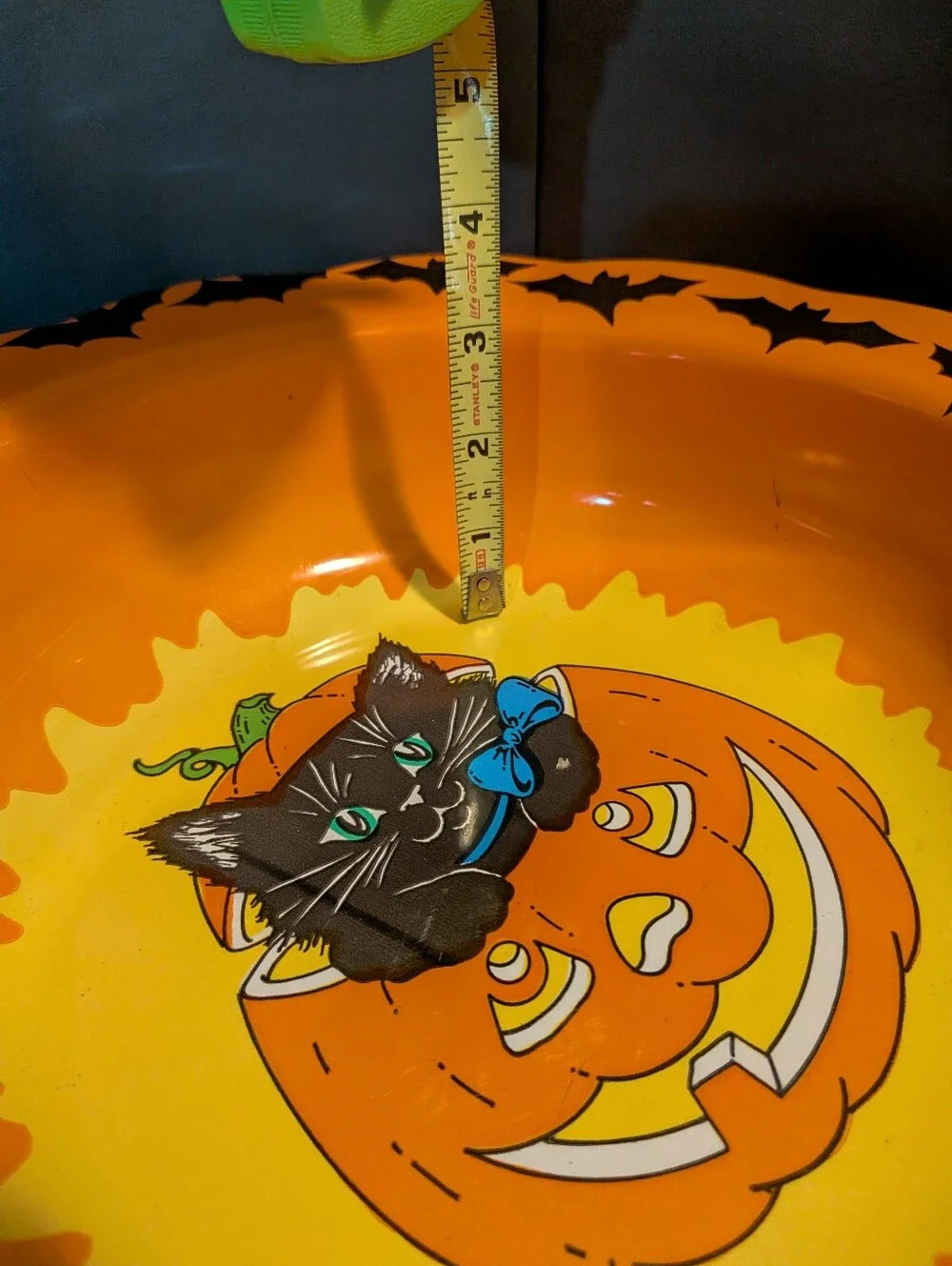 Vintage 90s Berman Lightweight Large Orange Cat Halloween Candy Bowl Pumpkin